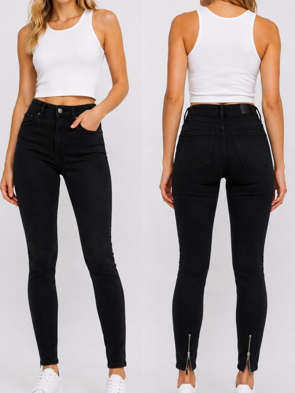 American Eagle Black High Rise Zip Ankle Pants Size 0 Quiet Luxury Minimalist